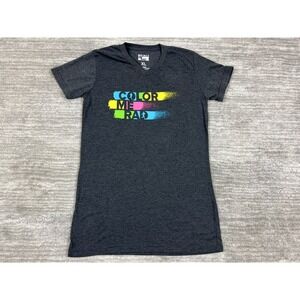 Color Me Rad Shirt Womens XL Gray Spell Out‎ Short Sleeve Casual Athletic